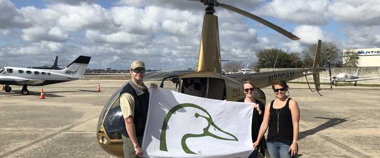 Brian Ford, DU biologist Emily Purcell and SCDU Volunteer Sarah Nell Blackwell took a flight to see DU